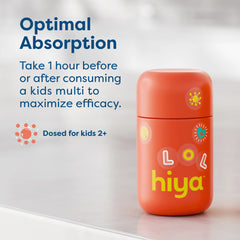 Refillable glass bottle with HIYA Iron+ and sticker pack