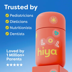 Third-party testing seal on HIYA Iron+ packaging