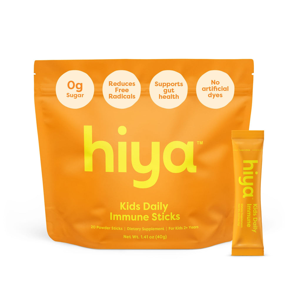 Hiya Kids Immune Support front pack shows a sugar-free daily boost for kids