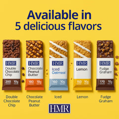 HMR Lemon Protein Bar texture close-up emphasizing decadence without excess calories.
