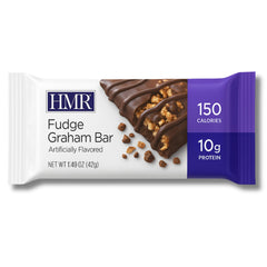 HMR Fudge Graham Bar bite close-up highlighting fudgy center