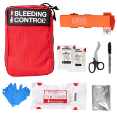 HMZ Medical basic bleeding control kit in red bag ready for rapid response