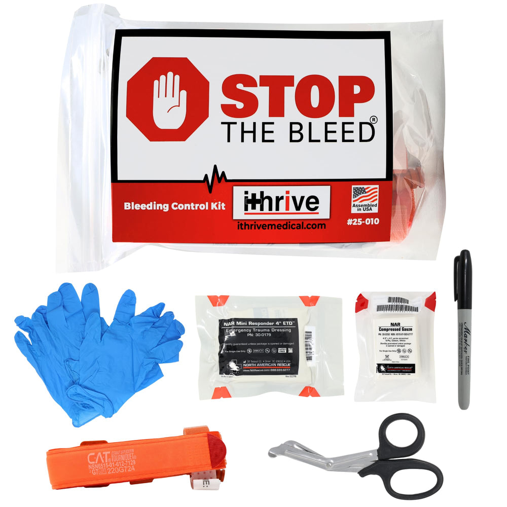 HMZ Medical iThrive Stop The Bleed kit front view for quick emergency access.