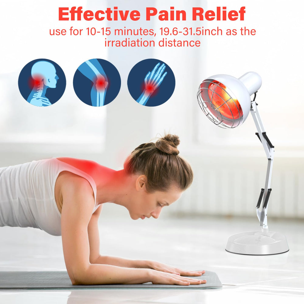 Hoakya infrared therapy lamp sits on a sturdy base for stable placement.