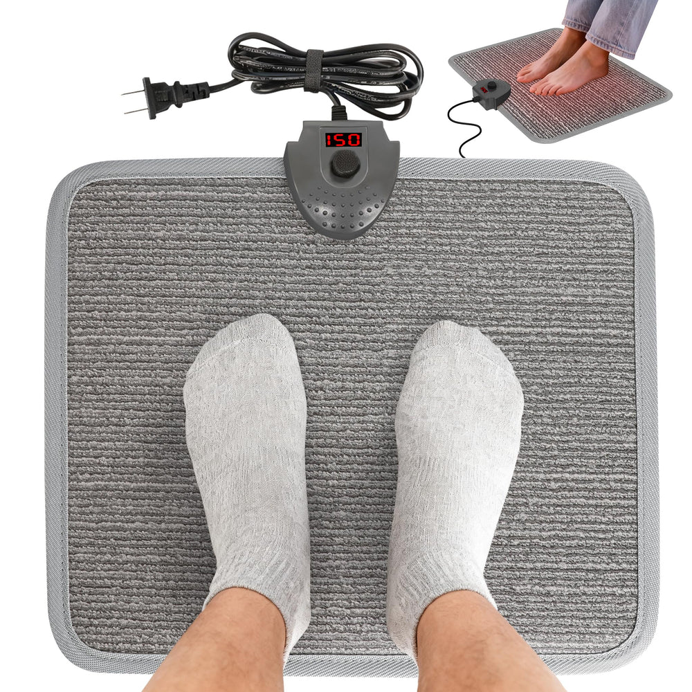 Hodeamy heated floor mat under desk showing foot warmth for office use