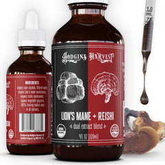 Hodgins Harvest Lion’s Mane Reishi tincture bottle for daily use