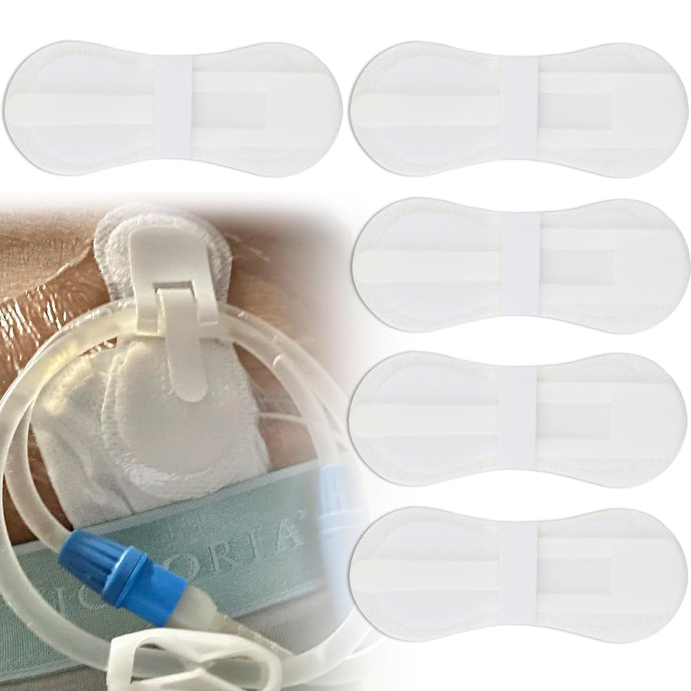 Hola Health low-profile feeding tube holder secures G-tubes during daily activities.
