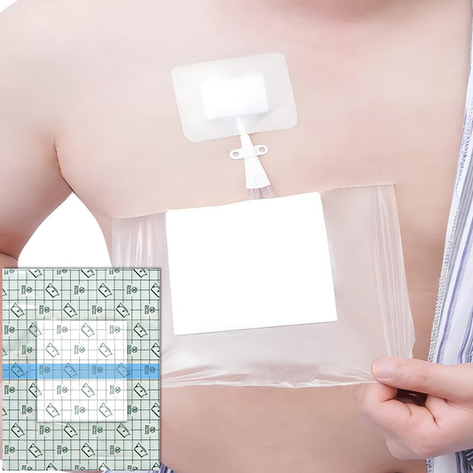 Hola Health shower cover clear film protects wounds while showering without sticking.