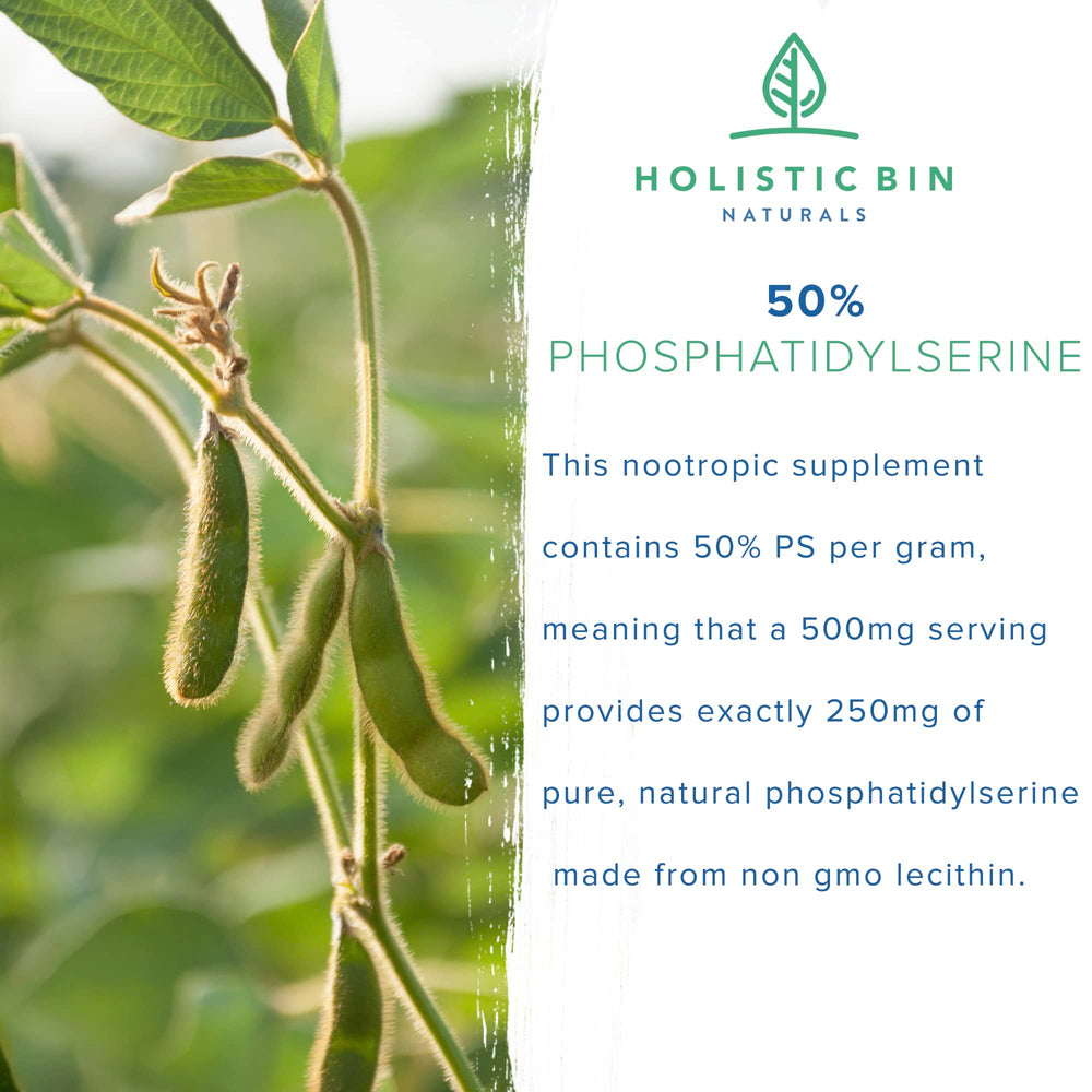 Holistic Bin lab-tested phosphatidylserine powder communicates quality and safety.