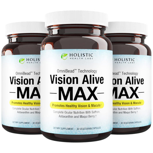 Holistic Health Labs Vision Alive Max capsules for daily eye support and clarity.