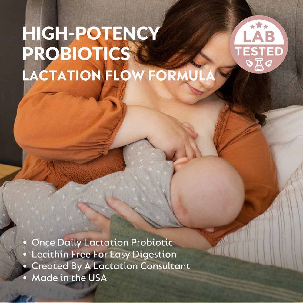 Holistic Lactation Lactation Flow Formula probiotic capsule close-up emphasizing gut-friendly support