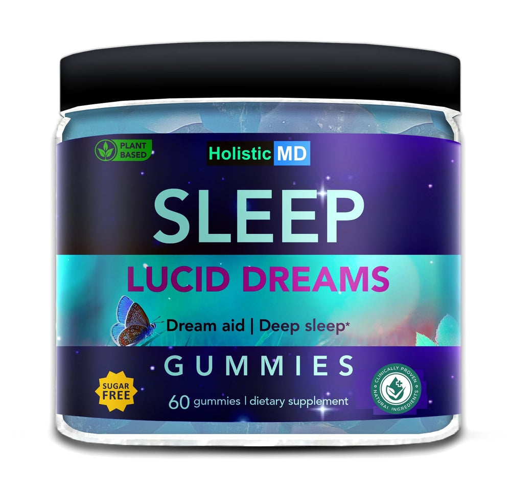 Holistic MD Lucid Dreams mugwort gummies for a calming bedtime routine.