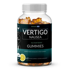 Holistic MD Vertigo Gummies bottle-cap close-up shows easy dosing for quick relief