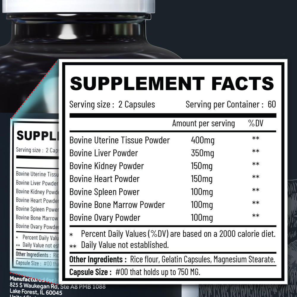 Holistic Method beef organ supplement capsules close-up showing dense nutrient blend.