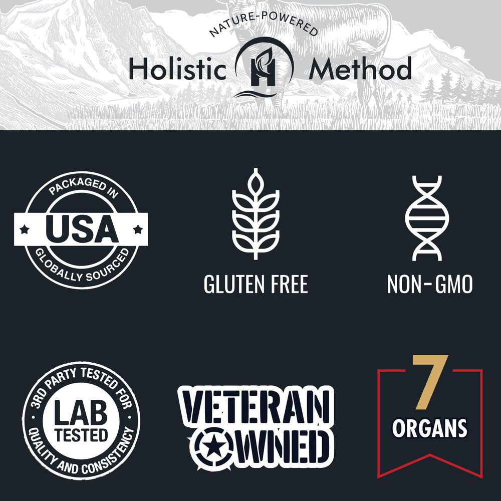Holistic Method bottle packaging on shelf with paleo-friendly claim.