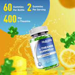 HOLLEGEND L-Theanine Gummies on a spoon for easy daily chew.
