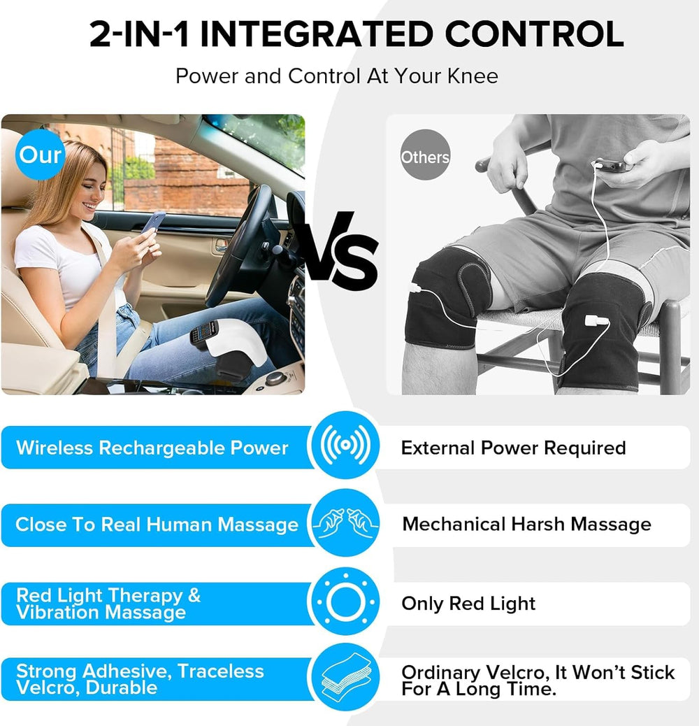 HOLLOII knee massager adjustable strap fits all knee sizes securely
