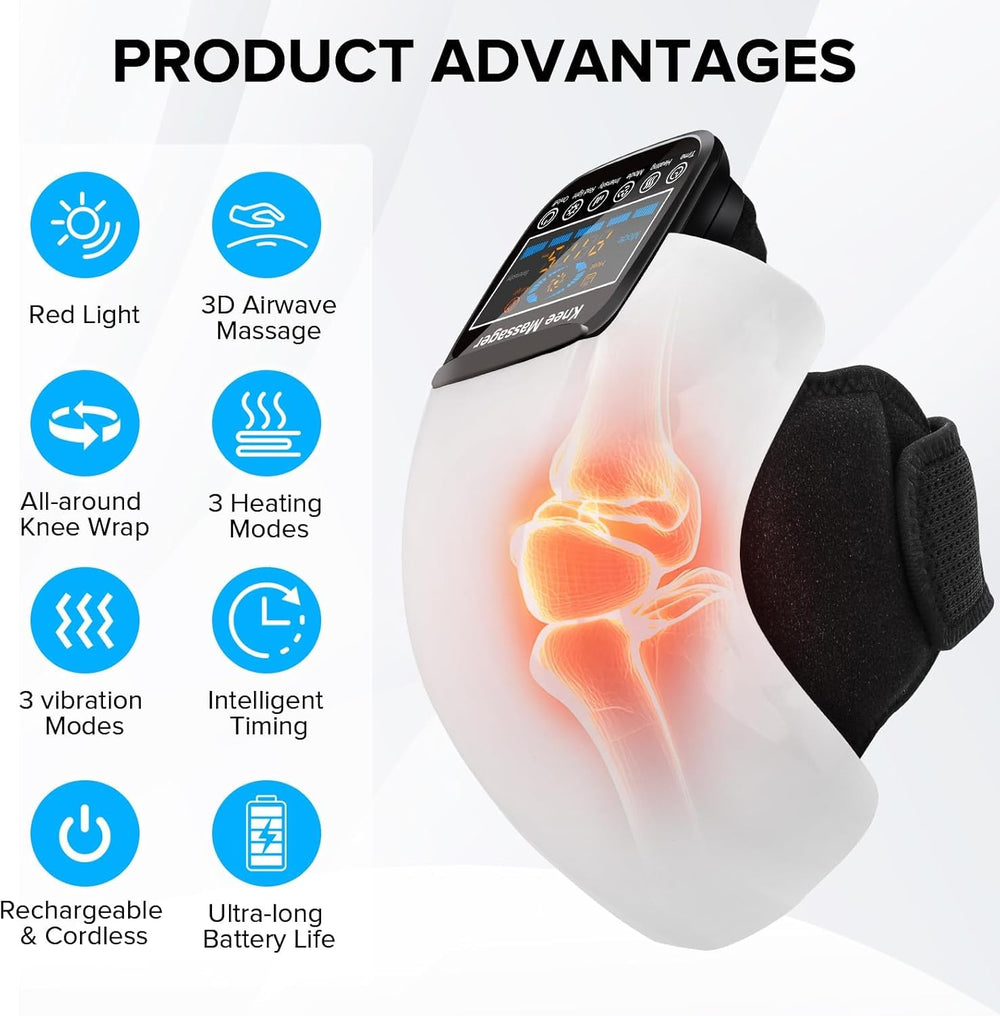 HOLLOII knee massager demonstrates red light therapy for soothing warmth