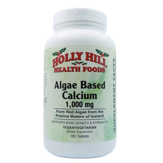 Holly Hill Health Foods algae calcium bottle supports daily mineral intake for bone health