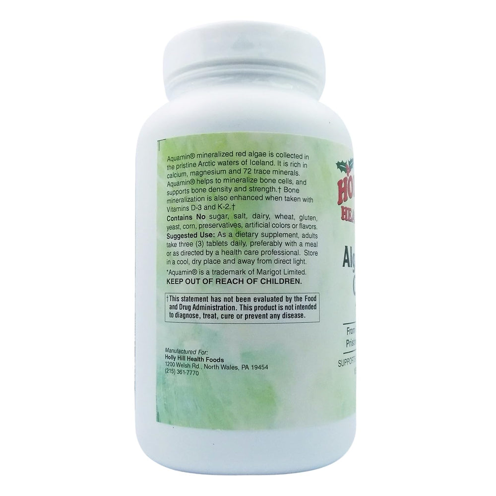 Holly Hill Health Foods vegan calcium supplement label emphasizes organic vegan formula