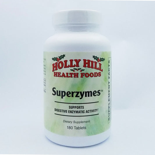 Holly Hill Superzymes bottle front showing enzyme blend for digestion support