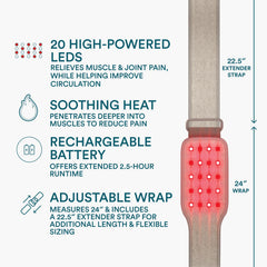 Homedics wrap with rechargeable battery for cordless portability.