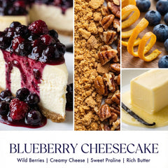 Home Lights Blueberry Cheesecake 3-wick setup showing radiant glow