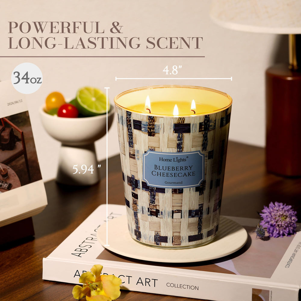 Home Lights Blueberry Cheesecake jar burning with even melt pool