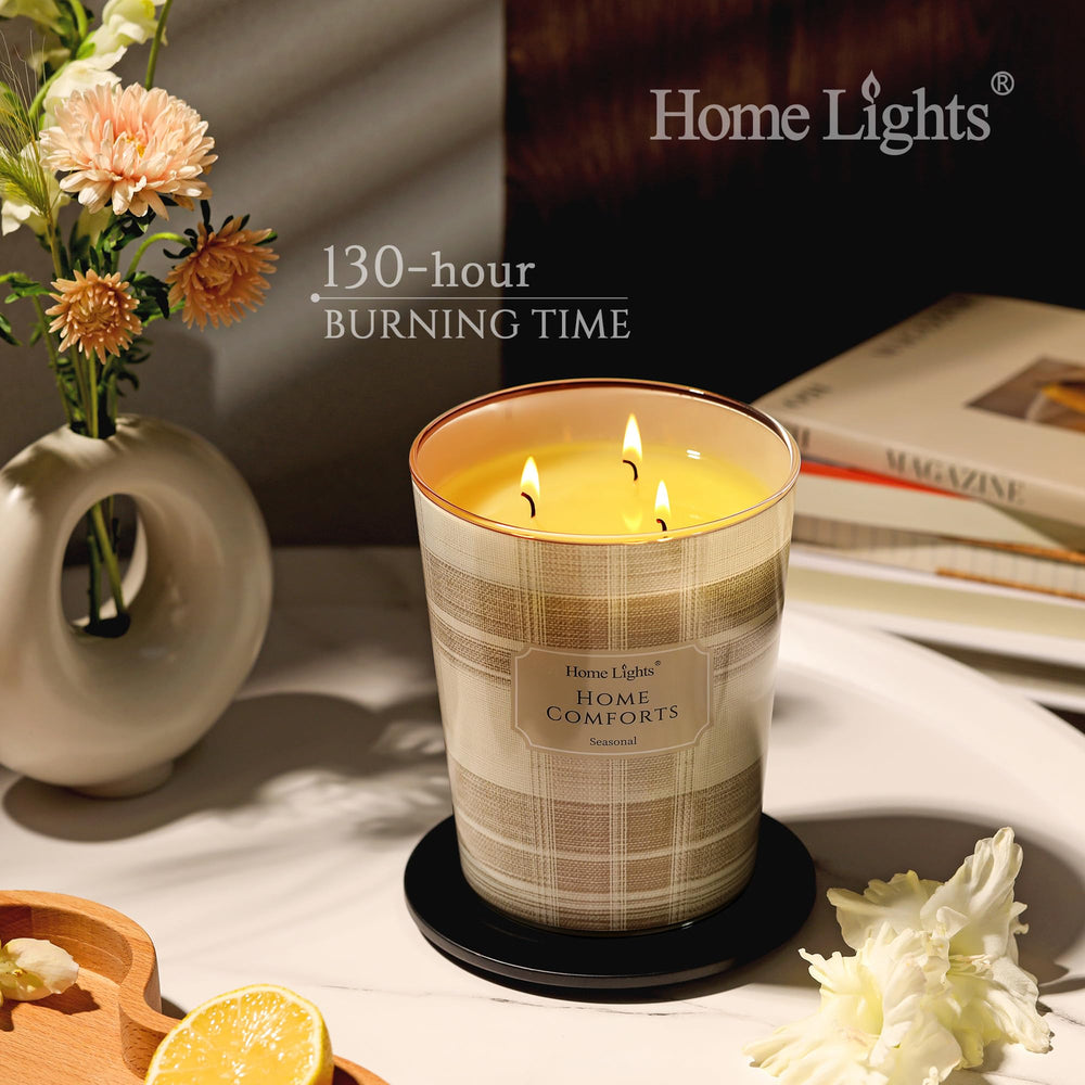 Homelights clean-burning soy wax minimizes soot for a healthier home.