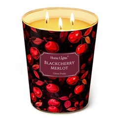 HomeLights large 34oz candle in a glass jar with three wicks for lasting fragrance.
