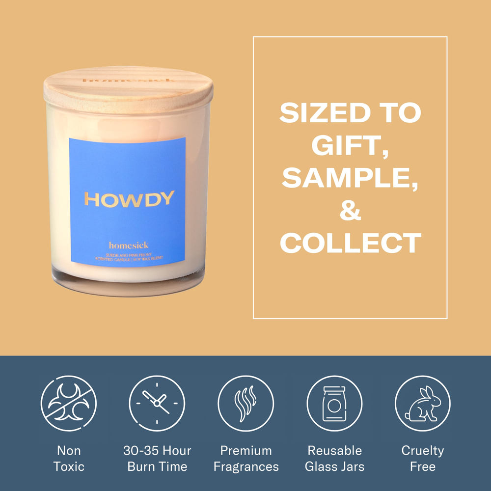 Homesick brand logo on jar, signaling non-toxic, cruelty-free fragrance