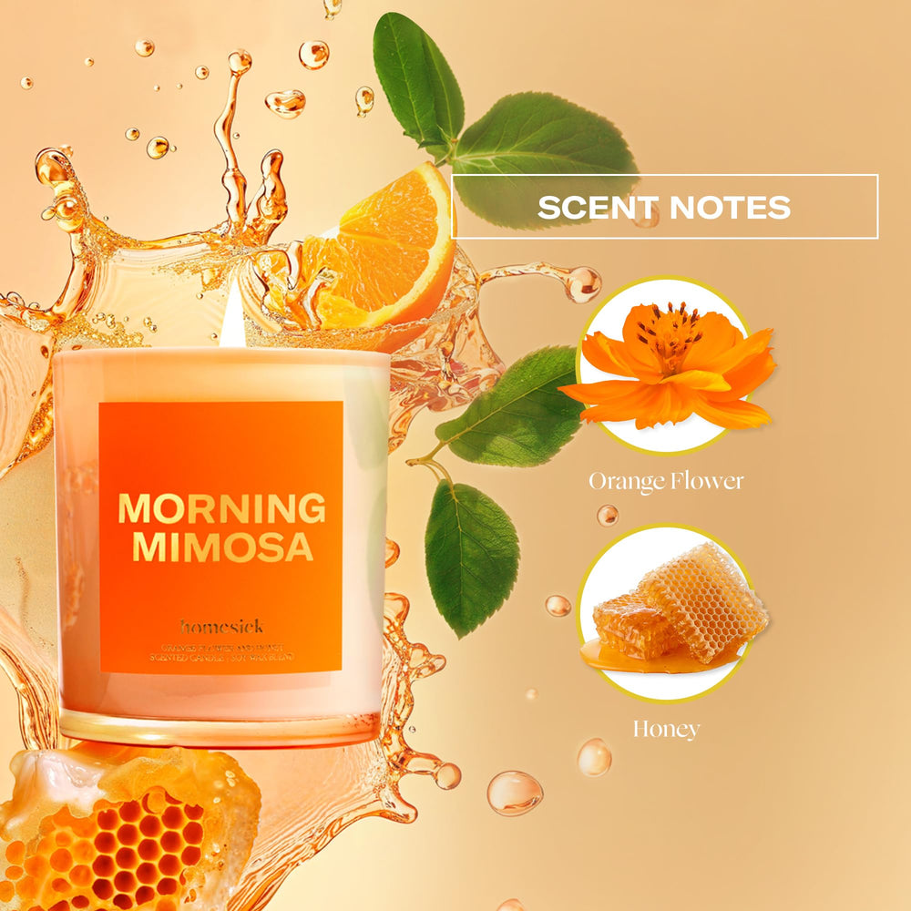 Homesick Morning Mimosa wax blend image, emphasizing cruelty-free and non-toxic fragrance.