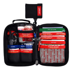 Homestockplus compact first aid kit with durable 600D polyester for rugged outdoor use.