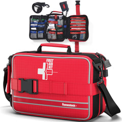 Homestockplus Comprehensive First Aid Kit with labeled compartments for quick access.