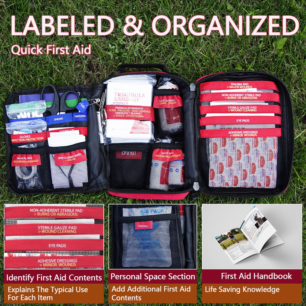 Homestockplus first aid kit compact size fits car and backpack
