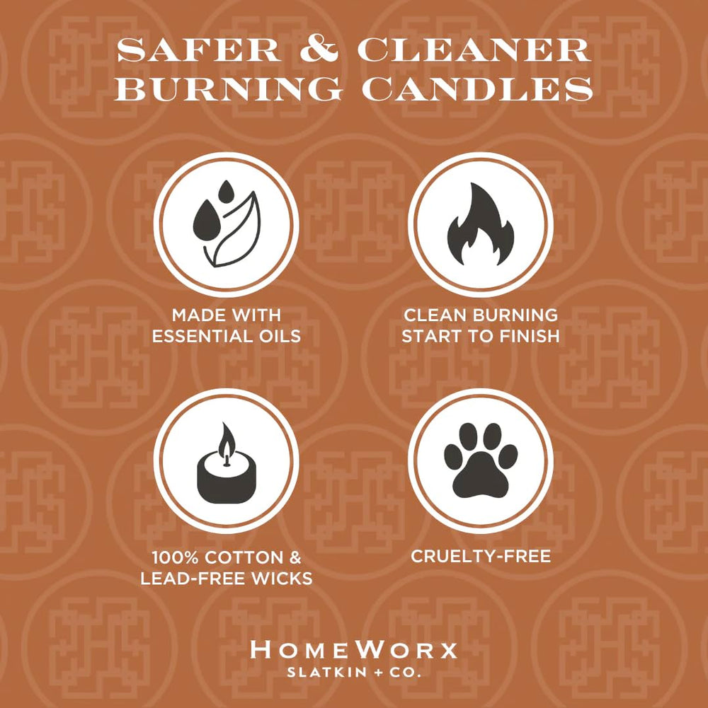 HomeWorx Hot Cider Donut candle amber glass enhances autumn-inspired decor