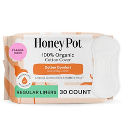 The Honey Pot pantyliner with ultra-absorbent core shown in a tidy pack.
