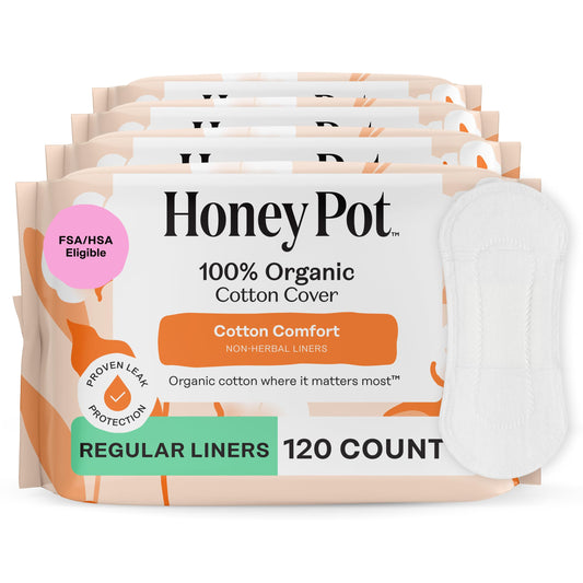 The Honey Pot Non-Herbal Pantyliner cover close-up highlighting organic cotton for sensitive skin.