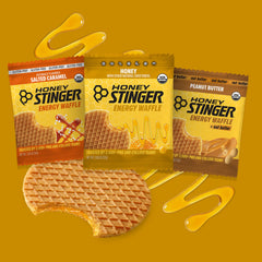 Honey Stinger Organic Energy Waffle salted caramel close-up highlighting flavor variety