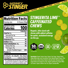 Honey Stinger Stingerita Lime chews pack, ideal for pre-workout energy on the go