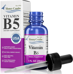 HoneyCombs Vitamin B5 drops bottle front for daily energy support.