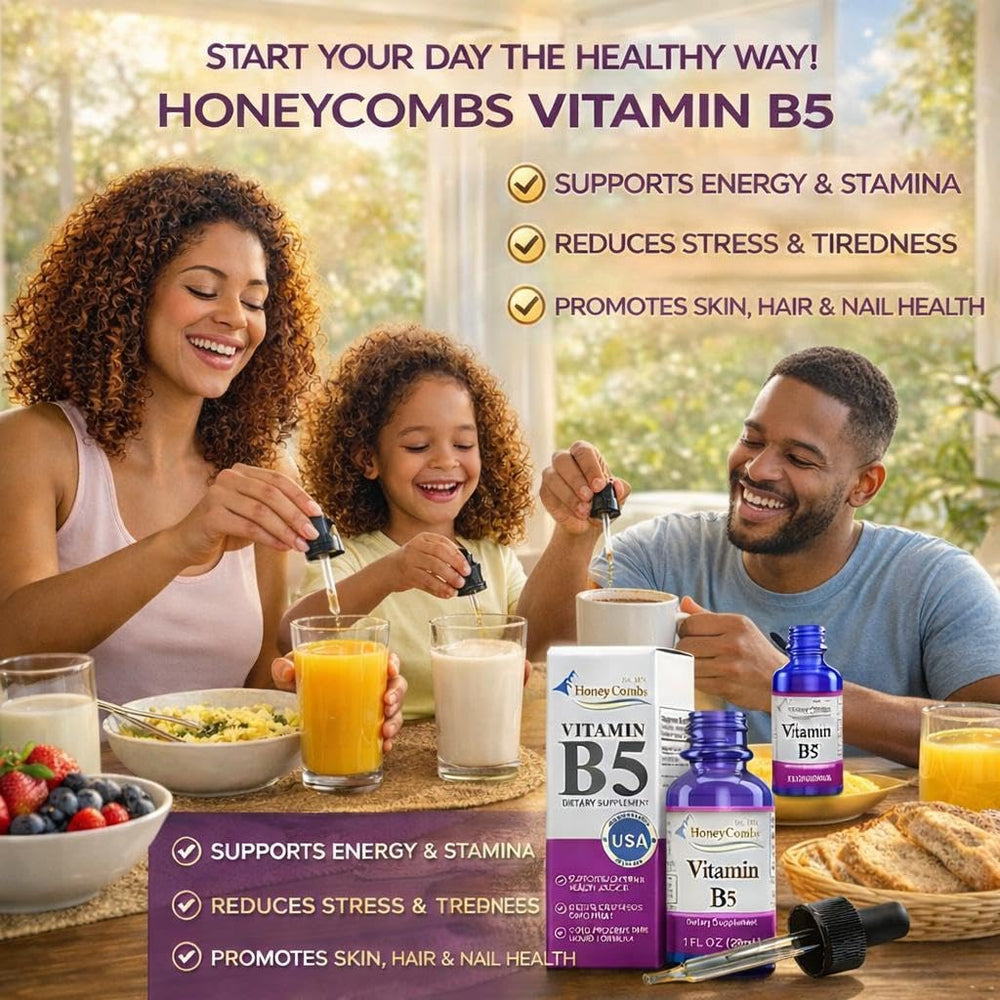 HoneyCombs B5 drops gluten-free formula supports daily wellness.