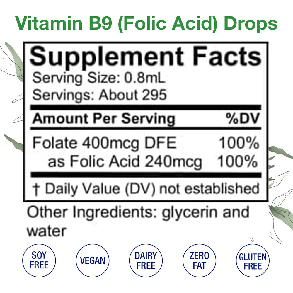HoneyCombs Vitamin B9 Liquid Drops being poured, easy integration into beverages or direct use