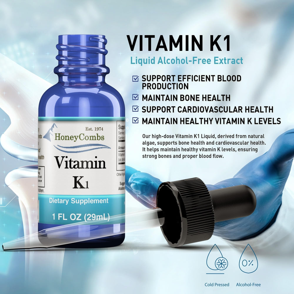 HoneyCombs Vitamin K Drops liquid-dosing is easy to measure.