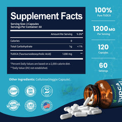 Honeylitte TUDCA 1200mg ingredient list showcases pure TUDCA formulation