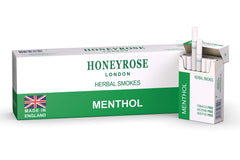 Honeyrose Menthol pack front, a minty alternative for quitting support.
