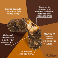 Honey Stinger Oat Honey Bar gold foil wrap on ready-to-eat snack