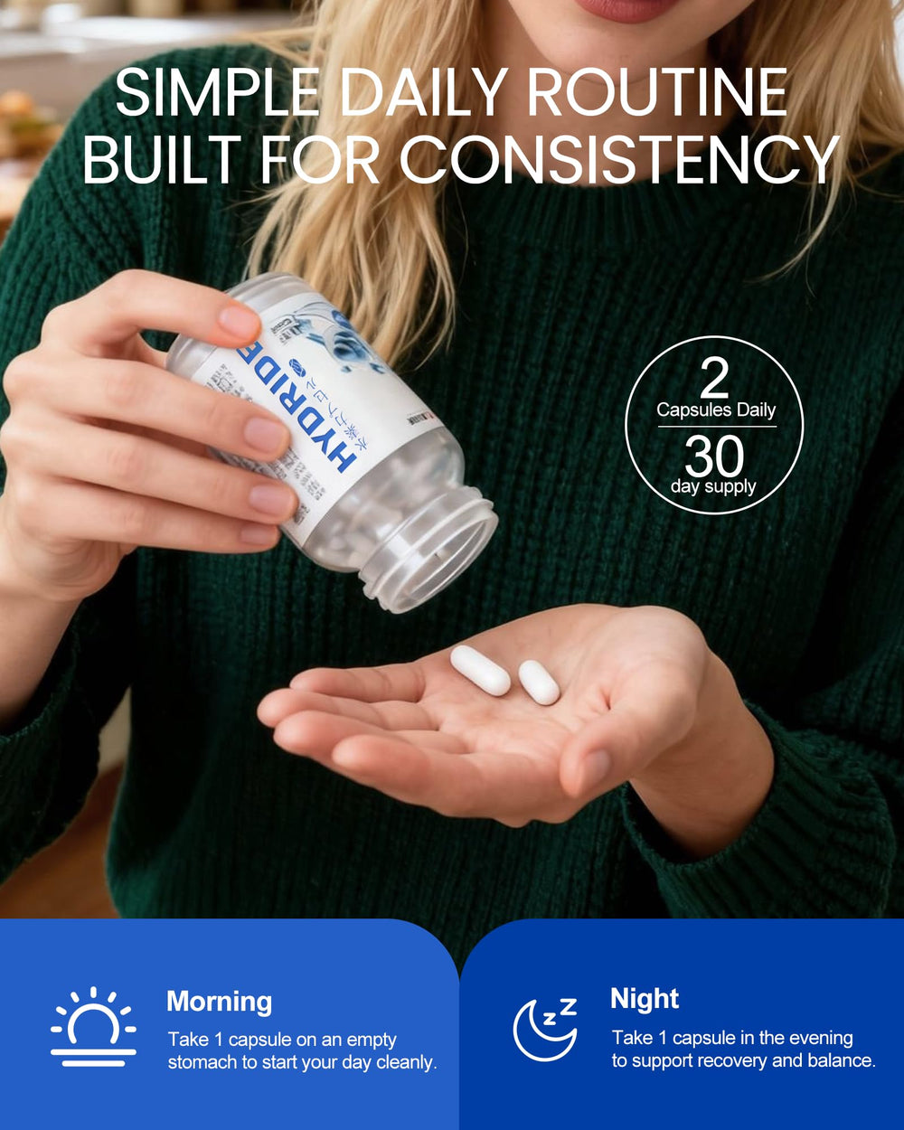 HonSan Pharmaceutical bottle with water, tasteless and odorless formula.
