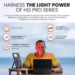 Hooga HG200 built-in stand for hands-free operation on a desk or table.