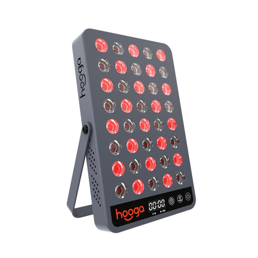 Hooga HG200 panel on desk with red and near infrared light for quick daily sessions.